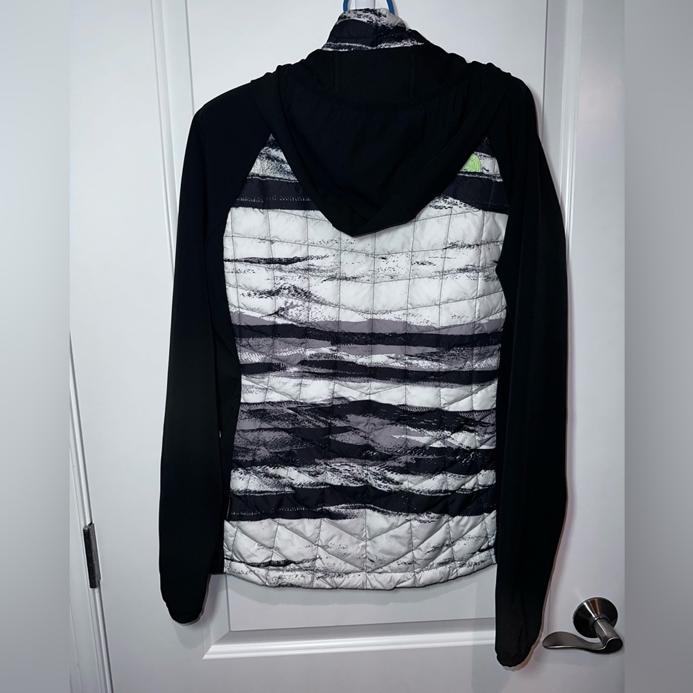 The North Face Quilted Hybrid Jacket Hooded Black Gray Insulated Full Zip - Picture 6 of 14